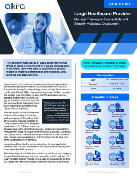 Large Healthcare Provider Manage Inter-region Connectivity and Simplify Multicloud Deployment