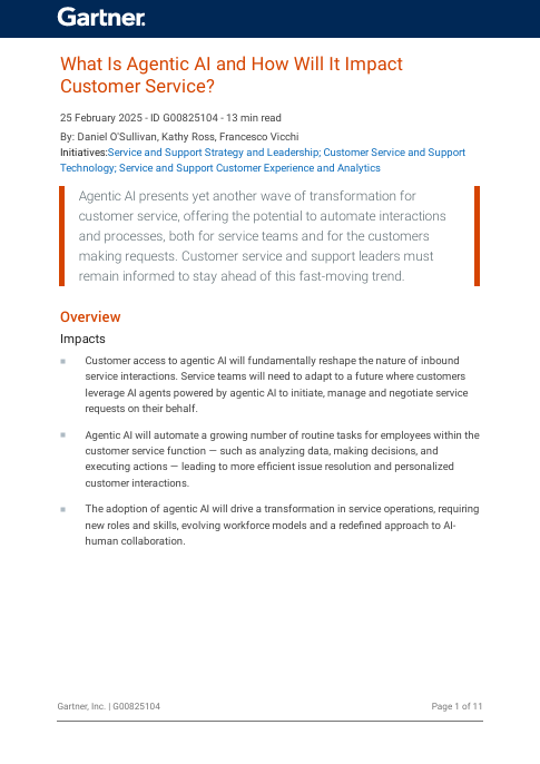 Gartner: What Is Agentic AI and How Will It Impact Customer Service