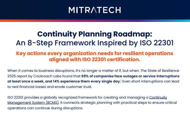 Continuity Planning Roadmap: An 8-Step Framework Inspired by ISO 22301