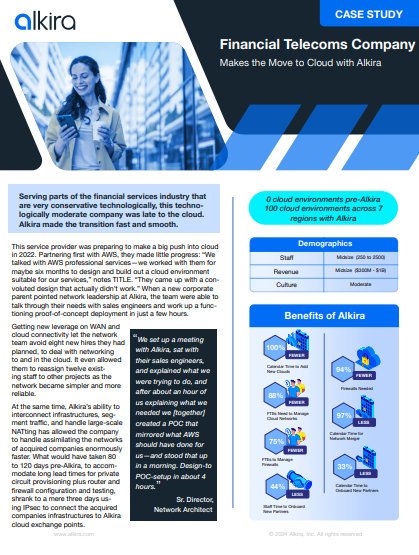 Financial Telecoms Company Makes the Move to Cloud with Alkira